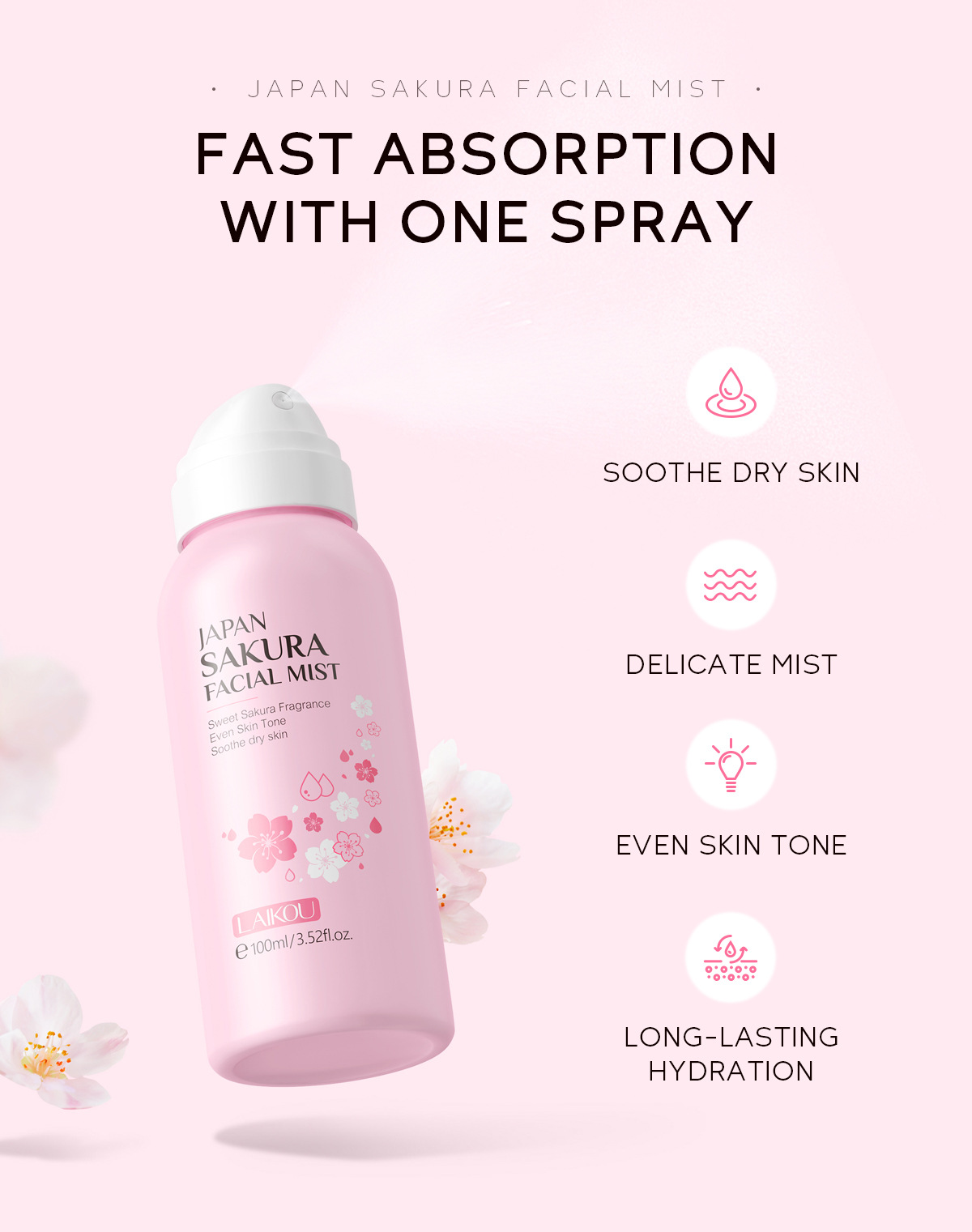 LAIKOU Sakura Facial Mist Brig – Oil Mister Spray Bottle recenzja i cena